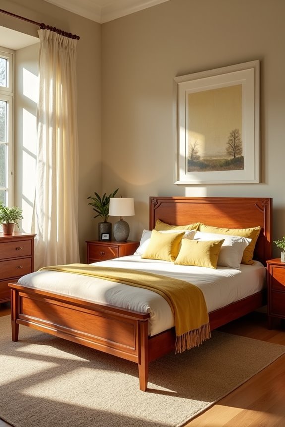 warm neutrals enhance cherry wood ambiance